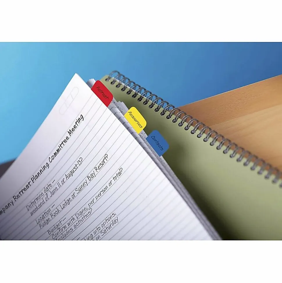 Post-it® Durable Tabs - 36 Write-on Tab(s) - 1.50" Tab x 1" Tab- Red, Yellow, Blue Tab(s) - Wear Resistant, Tear Resistant, Repositionable - 36 / Pack