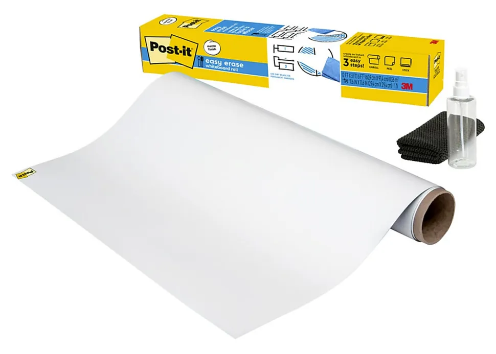 Post-it® Easy Erase Permanent Marker Whiteboard Surface, 3 ft x 2 ft, Permanent Marker Wipes Away with Water, White (EE3X2)