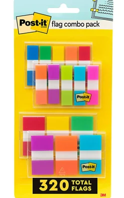 Post-it® Flag Multipack, 1/2" And 1", Assorted Colors, Pack Of 320