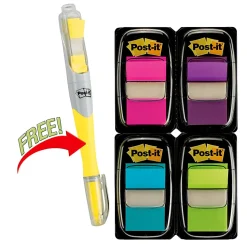 Post-it® Flags, 4 Dispensers, 50 Flags/Dispenser, Assorted Bright Colors, School Supplies for Students, Flags for Textbooks and Notebooks