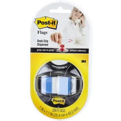 Post it® Flags in Desk Grip Dispenser, 1" x 1 7/10", Blue, 200 Flags