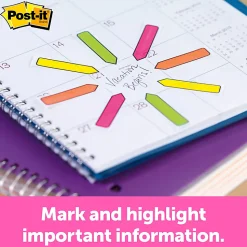 Post-it® Flags, 1 in. x 1.7 in., 12 Dispensers, 50 Flags/Dispenser, Yellow, Printed