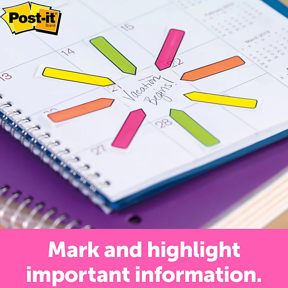 Post-it® Flags, 1 in. x 1.7 in., 12 Dispensers, 50 Flags/Dispenser, Yellow, Printed "Sign Here", School Supplies for Students, Flags for Textbooks