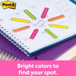 Post-it® Flags, .47 in. x 1.7 in., 4 Dispensers, 30 Flags/Dispenser, Assorted Colors, Printed "Sign Here",  School Supplies for Students