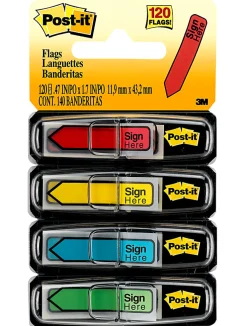 Post-it® Flags, .47 in. x 1.7 in., 4 Dispensers, 30 Flags/Dispenser, Assorted Colors, Printed 