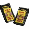 Post-it® Flags, 1 in. x 1.7 in., 2 Dispensers, 50 Flags/Dispenser, Yellow, Printed "Sign Here", School Supplies for Students, Flags for Textbooks