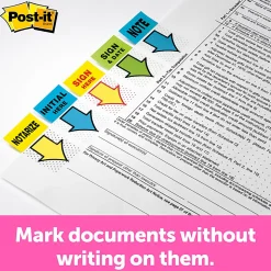 Post-it® Flags, 1 in. x 1.7 in., 2 Dispensers, 50 Flags/Dispenser, Yellow, Printed