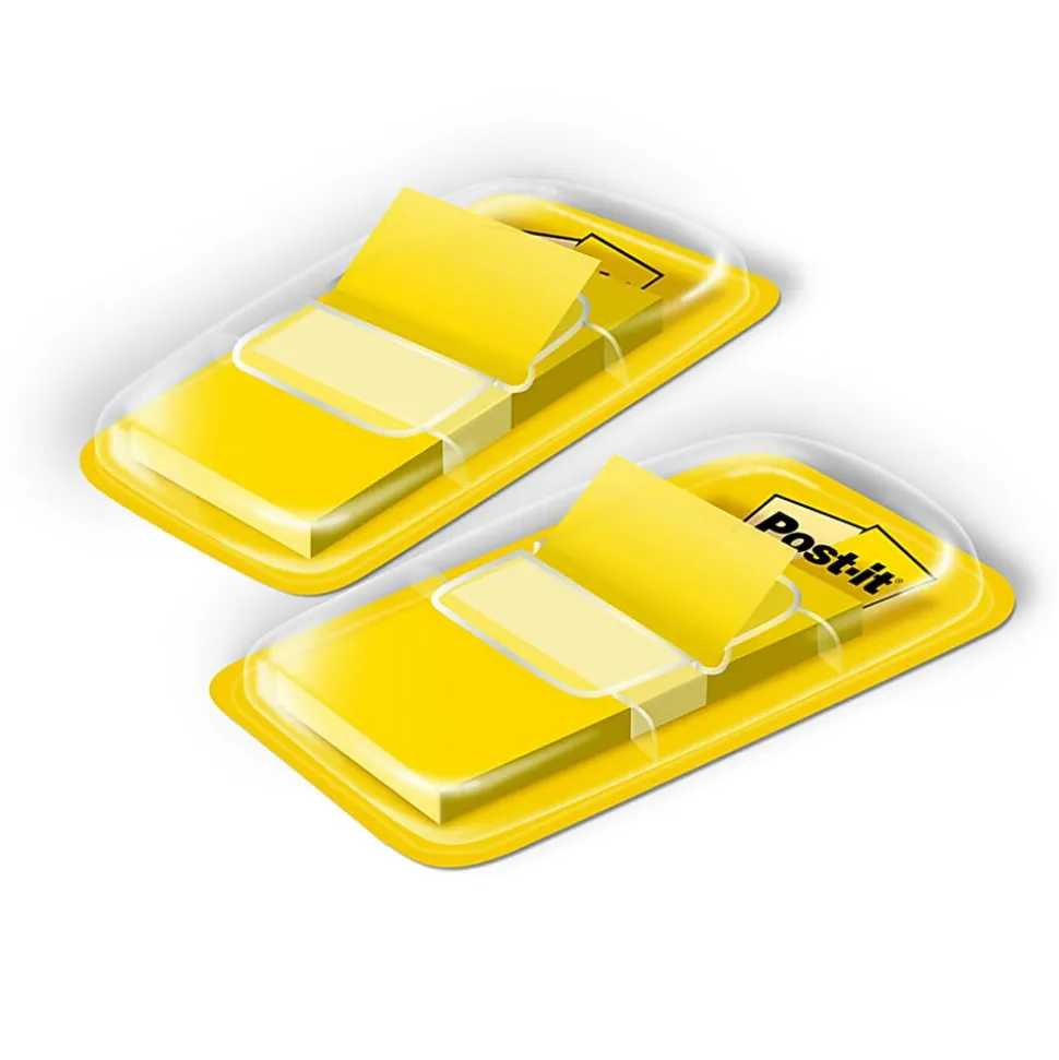 Post-it® Flags, 1 in. x 1.7 in., 2 Dispensers, 50 Flags/Dispenser, Yellow, School Supplies for Students, Tabs for Textbooks and Notebooks