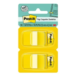 Post-it® Flags, 1 in. x 1.7 in., 2 Dispensers, 50 Flags/Dispenser, Yellow, School Supplies for Students, Tabs for Textbooks and Notebooks