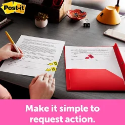Post-it® Flags, 1 in. x 1.7 in., 1 Dispenser, 200 Flags/Dispenser, Yellow, Printed "Sign Here", Desk Grip Dispenser, School Supplies for Students