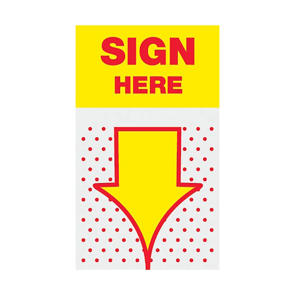 Post-it® Flags, 1 in. x 1.7 in., 1 Dispenser, 200 Flags/Dispenser, Yellow, Printed "Sign Here", Desk Grip Dispenser, School Supplies for Students