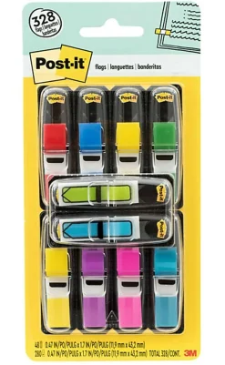 Post-it® Flags, 1 in. x 1.7 in., 12 Dispensers, 50 Flags/Dispenser, Yellow, School Supplies for Students, Flags for Textbooks and Notebooks