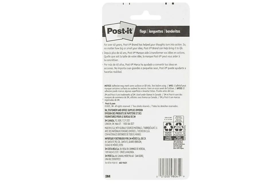 Post-it® Flags, 1 in. x 1.7 in., 12 Dispensers, 50 Flags/Dispenser, Yellow, School Supplies for Students, Flags for Textbooks and Notebooks