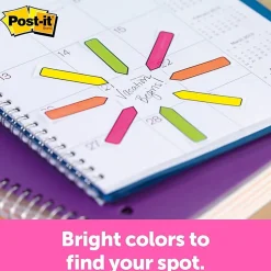 Post-it® Flags, .47 in. x 1.7 in., 4 Dispensers, 20 Flags/Dispenser, Assorted Bright Colors, 