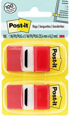 Post-it® Flags, 1 in. x 1.7 in., 12 Dispensers, 50 Flags/Dispenser, Red, School Supplies for Students, Flags for Textbooks and Notebooks