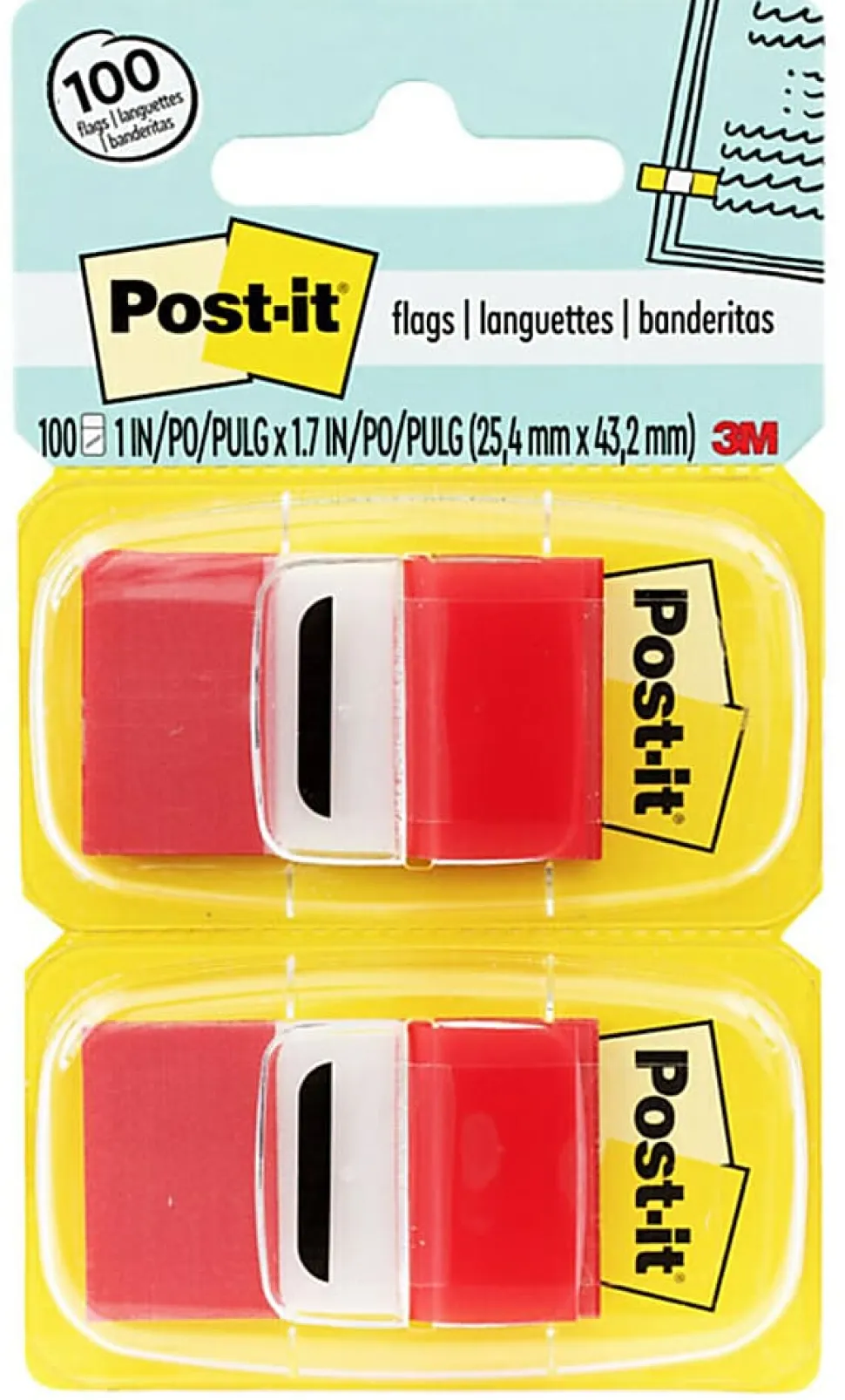 Post-it® Flags, 1 in. x 1.7 in., 12 Dispensers, 50 Flags/Dispenser, Red, School Supplies for Students, Flags for Textbooks and Notebooks