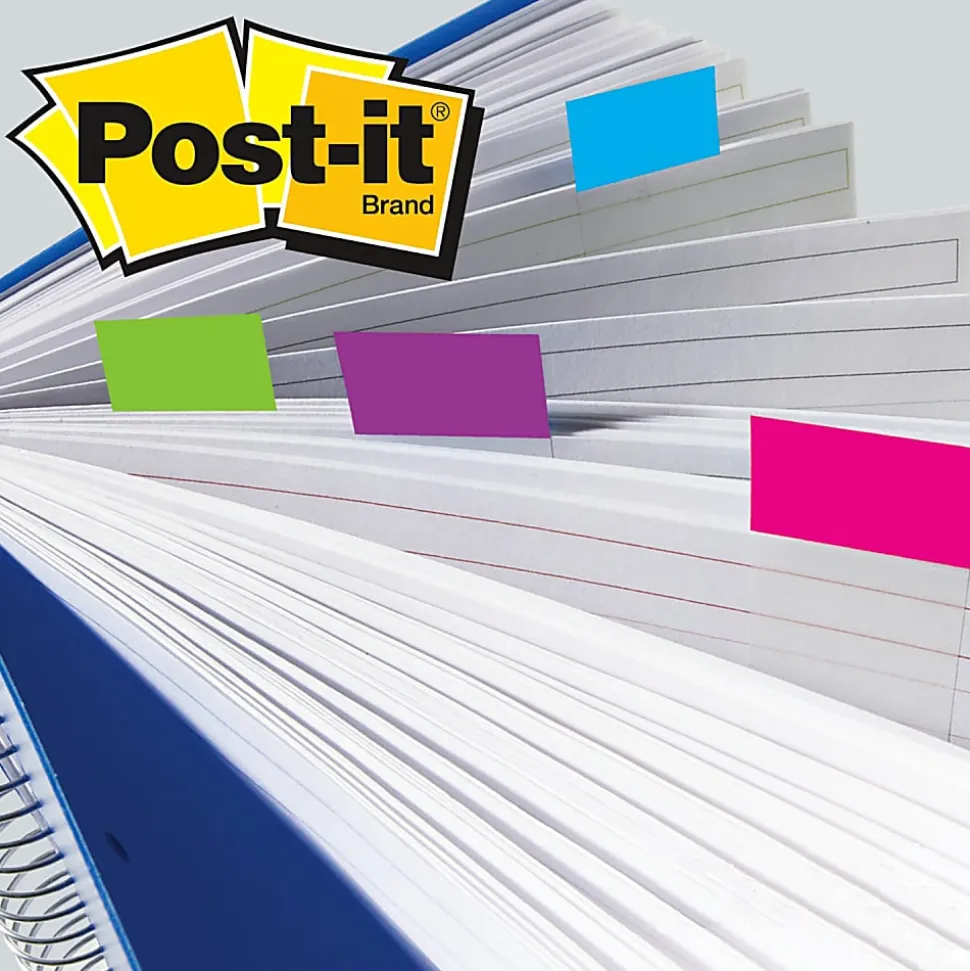 Post it® Flags, 1" x 1 7/10", Bright Blue, 50 Flags Per Pad, Pack Of 2 Pads