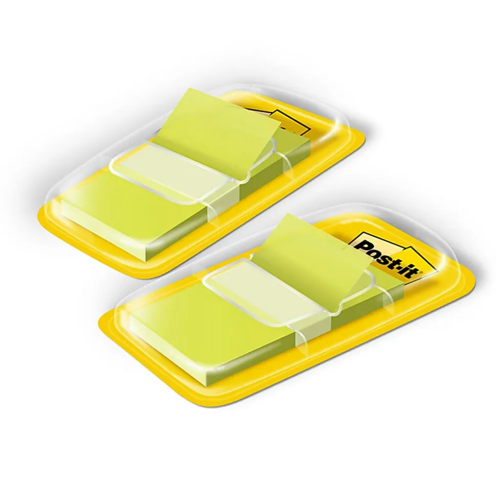 Post-it® Flags, 1" x 1 -11/16", Bright Green, 50 Flags Per Pad, Pack Of 2 Pads
