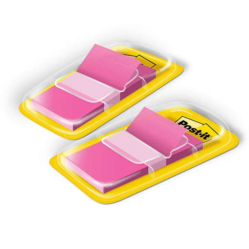 Post-it® Flags, 1" x 1 -11/16", Bright Pink, 50 Flags Per Pad, Pack Of 2 Pads