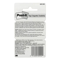 Post-it® Flags, 1" x 1 -11/16", Green, 50 Flags Per Pad, Pack Of 2 Pads