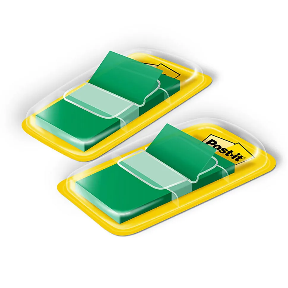 Post-it® Flags, 1" x 1 -11/16", Green, 50 Flags Per Pad, Pack Of 2 Pads
