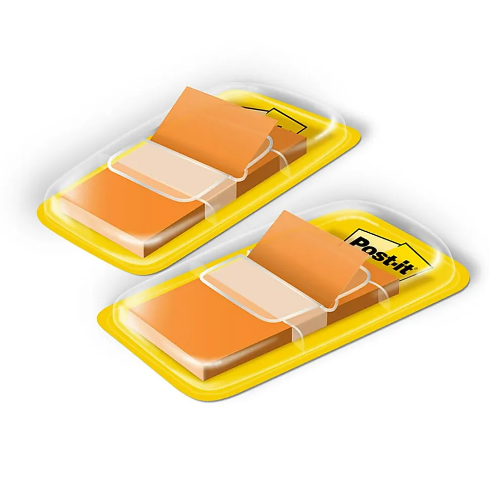 Post-it® Flags, 1" x 1 -11/16", Orange, 50 Flags Per Pad, Pack Of 2 Pads