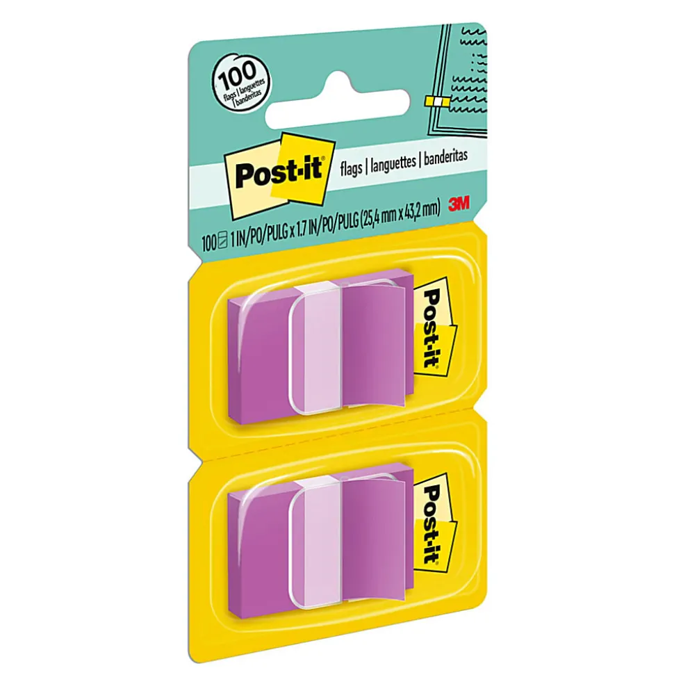 Post-it® Flags, 1" x 1 -11/16", Purple, 50 Flags Per Pad, Pack Of 2 Pads