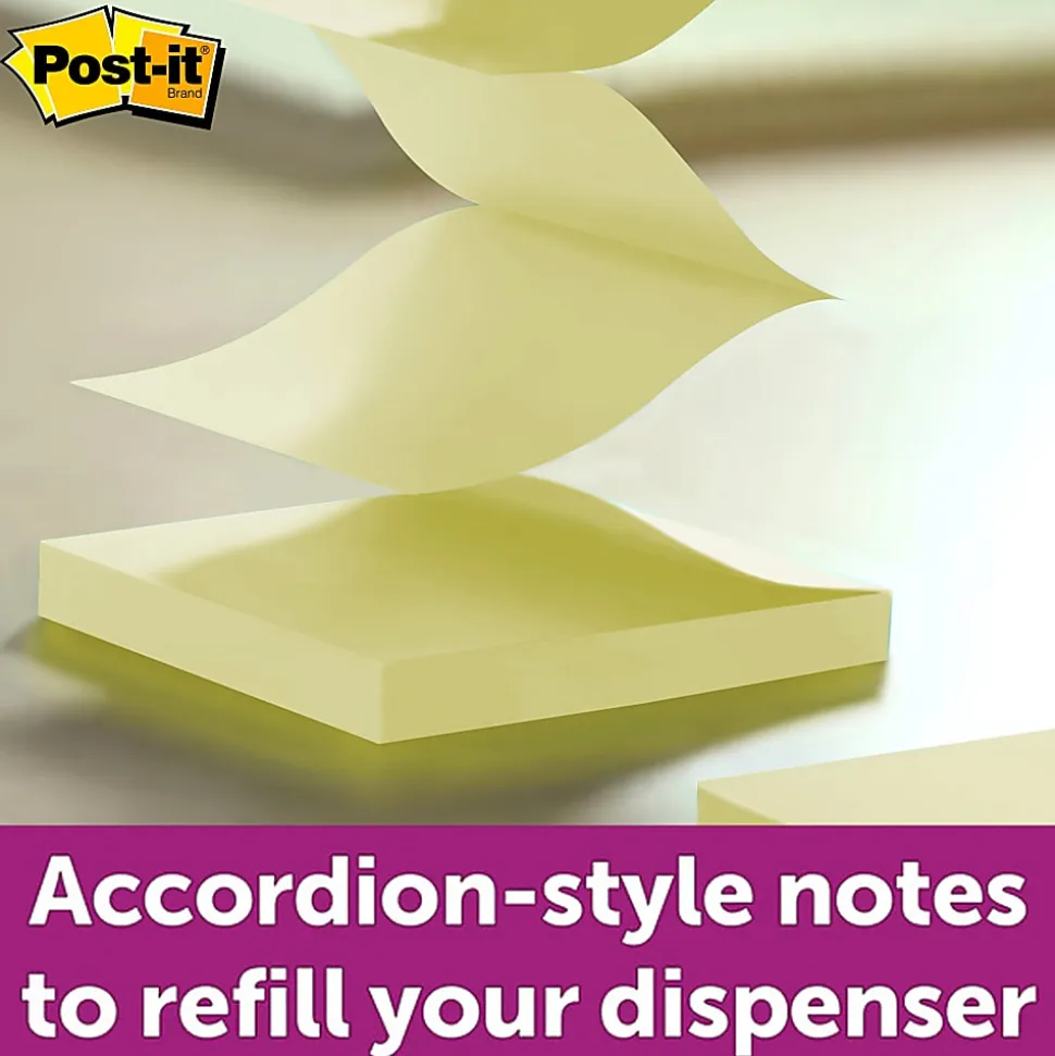 Post-it® Greener Pop Up 100% Recycled Paper Notes, 3 x 3 in, 12 Pads, 100 Sheets/Pad, School Supplies and Office Products, Canary Yellow