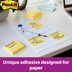 Post-it® Greener Pop Up 100% Recycled Paper Notes, 3 x 3 in, 12 Pads, 100 Sheets/Pad, School Supplies and Office Products, Canary Yellow