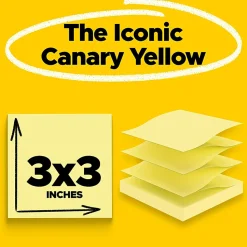 Post-it® Greener Pop Up 100% Recycled Paper Notes, 3 x 3 in, 12 Pads, 100 Sheets/Pad, School Supplies and Office Products, Canary Yellow