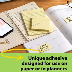 Post-it® Greener 100% Recycled Paper Notes, 3 x 3 in, 24 Bulk Sticky Note Pads, 75 Sheets/Pad, School Supplies and Office Products, Canary Yellow