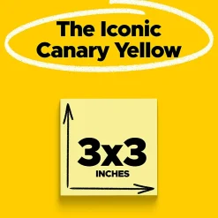 Post-it® Greener 100% Recycled Paper Notes, 3 x 3 in, 12 Sticky Note Pads, 100 Sheets/Pad, School Supplies and Office Products, Canary Yellow