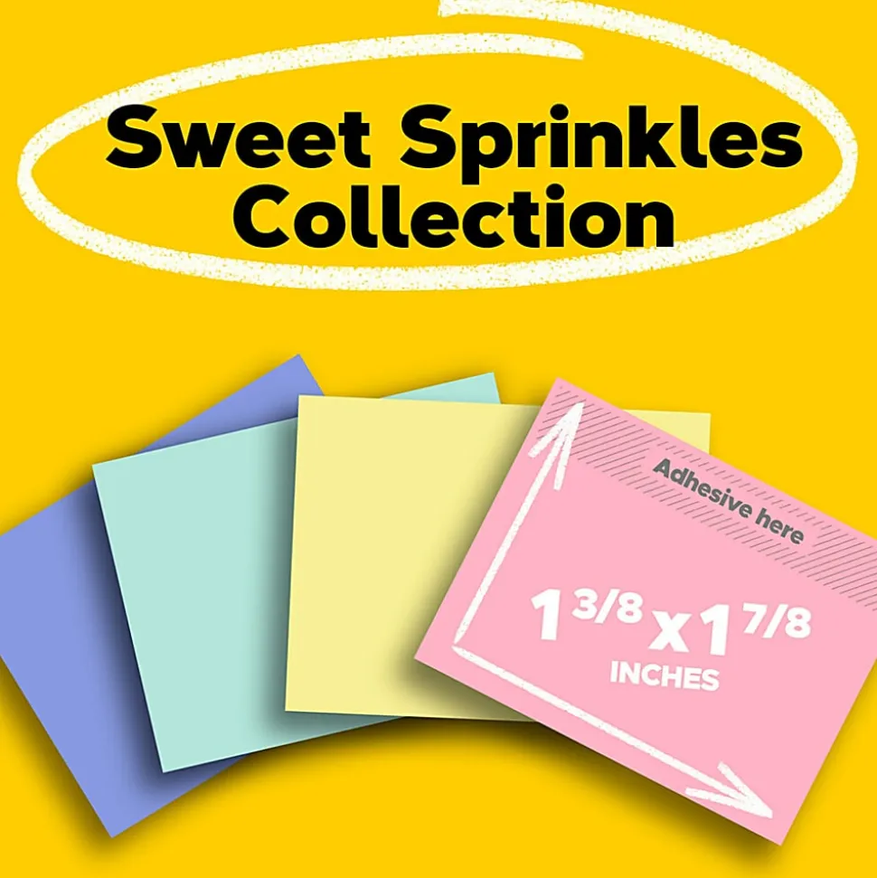 Post-it® Greener 100% Recycled Paper Notes, 1.38 x 1.88 in, 12 Mini Sticky Note Pads, School Supplies and Office Products, Sweet Sprinkles