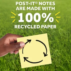 Post-it® Greener 100% Recycled Paper Notes, 1.38 x 1.88 in, 12 Mini Sticky Note Pads, 100 Sheets/Pad, School and Office Supplies, Canary Yellow