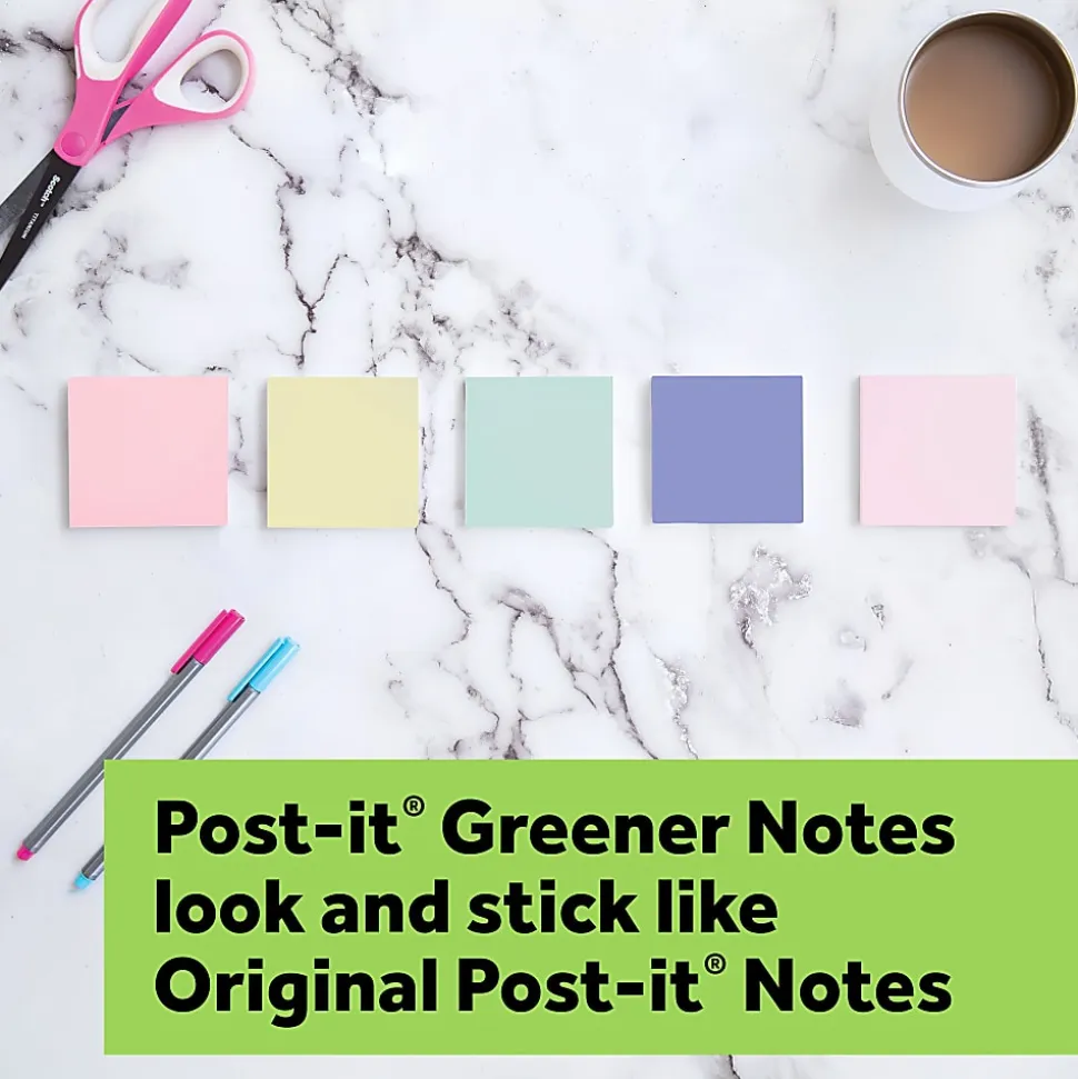 Post-it® Greener 100% Recycled Paper Notes, 3 x 5 in, 5 Sticky Note Pads, 100 Sheets/Pad, School Supplies and Office Products, Sweet Sprinkles