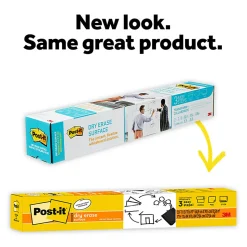 Post it® Non-Magnetic Dry-Erase Whiteboard Surface, 24" x 36", White