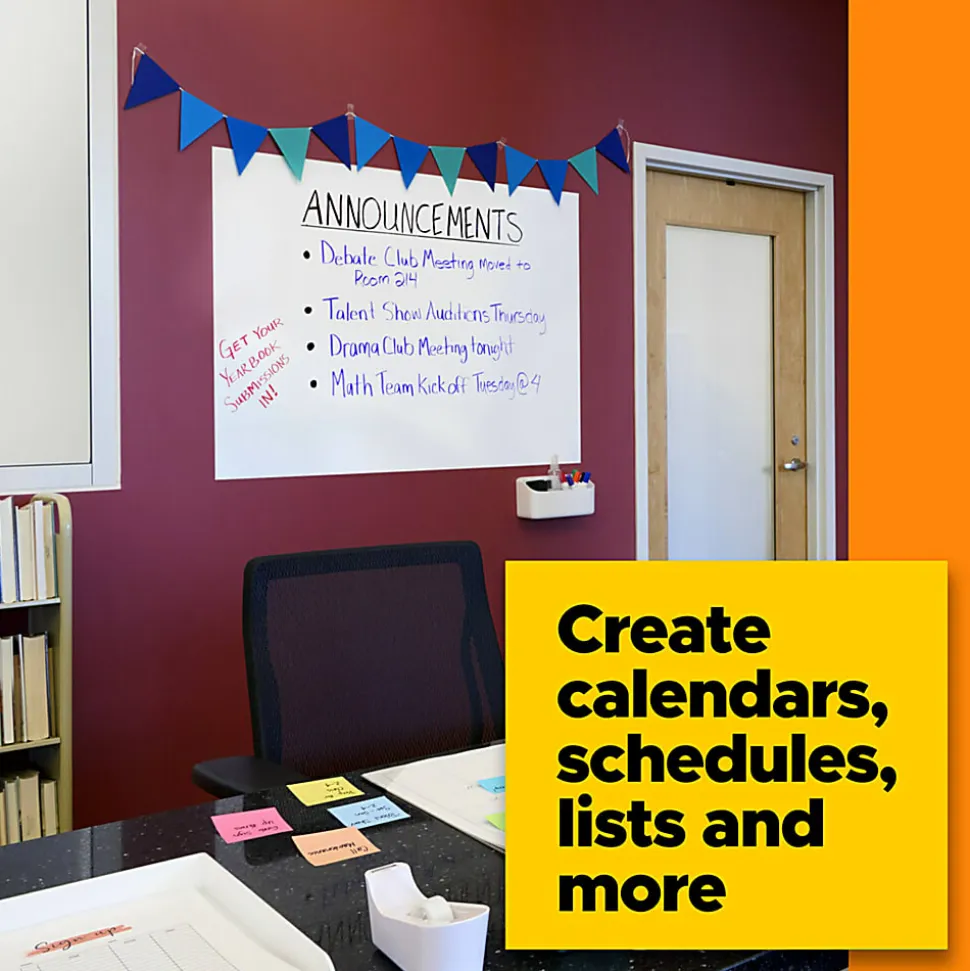 Post it® Non-Magnetic Dry-Erase Whiteboard Surface, 24" x 36", White