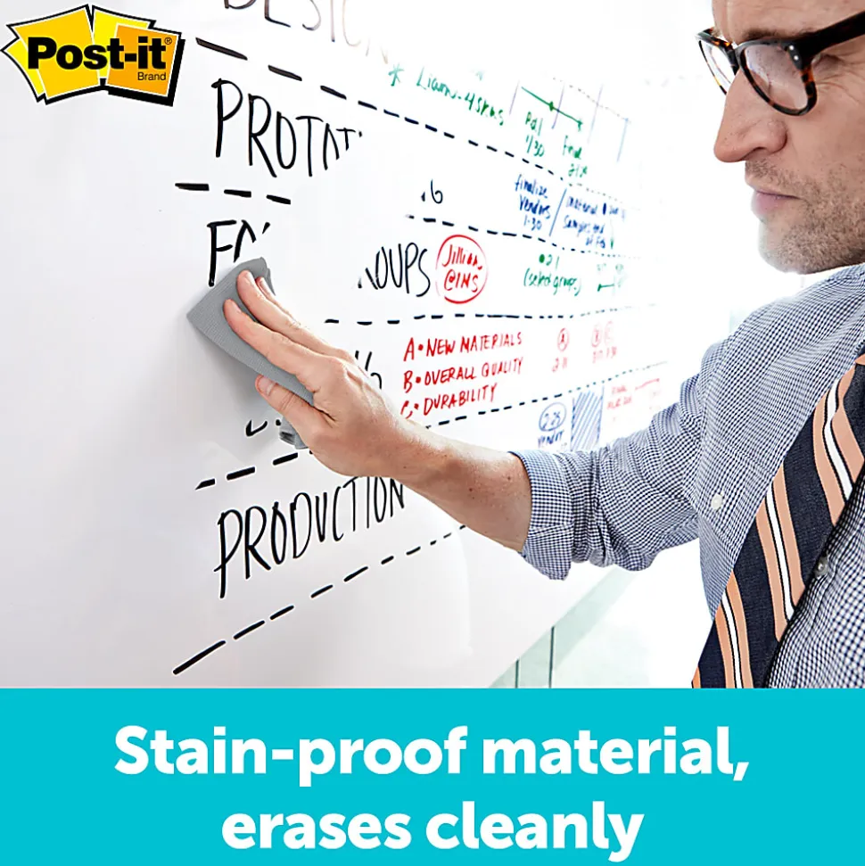 Post it® Non-Magnetic Dry-Erase Whiteboard Surface, 48" x 72", White