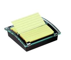 Post-it Note Dispensers, 4 in x 4 in, 1 Dispenser, 1 Pad, 90 Sheets/Pad, Clean Removal, Canary Yellow, Lined