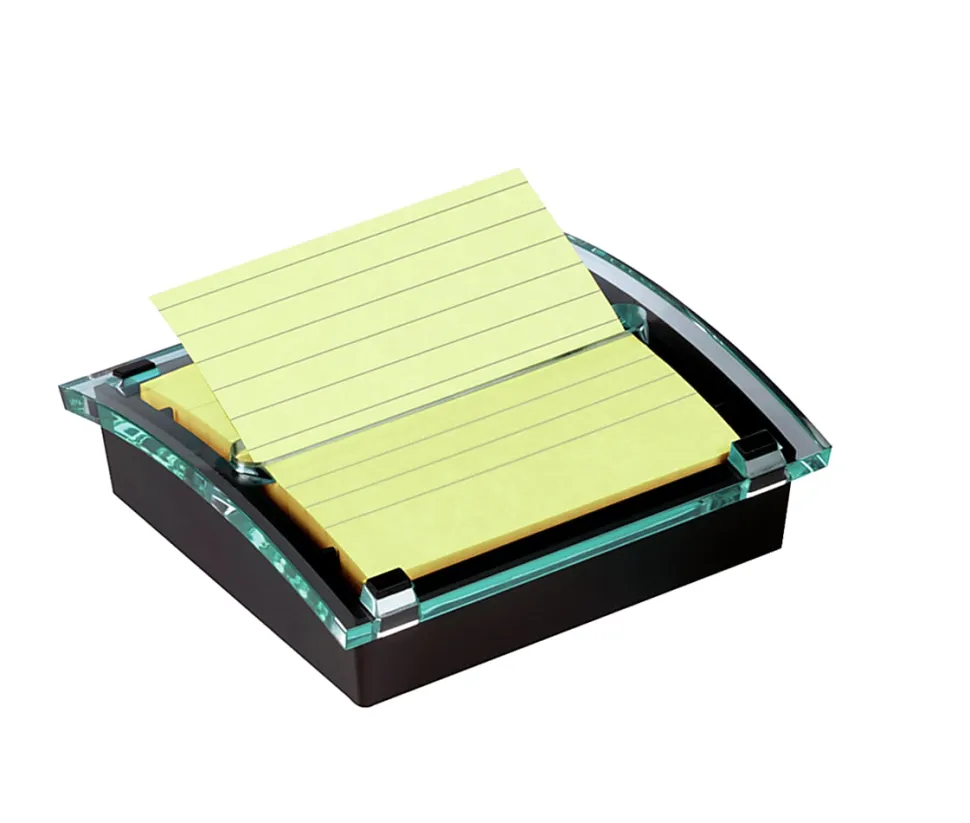 Post-it Note Dispensers, 4 in x 4 in, 1 Dispenser, 1 Pad, 90 Sheets/Pad, Clean Removal, Canary Yellow, Lined