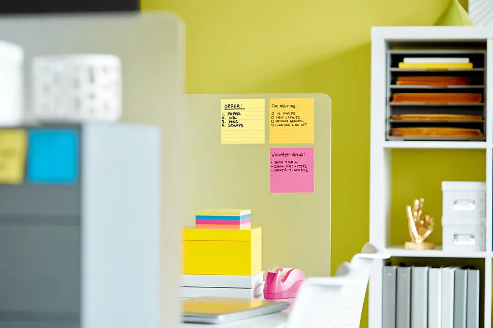Post-it Note Dispensers, 4 in x 4 in, 1 Dispenser, 1 Pad, 90 Sheets/Pad, Clean Removal, Canary Yellow, Lined