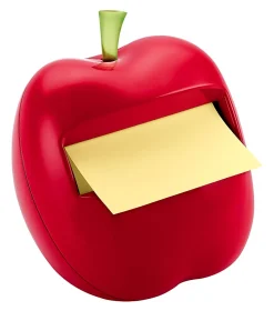 Post-it® Note Dispenser, 3 x 3 in, 1 Dispenser, 1 Pad, 45 Sheets/Pad, Red Apple Dispenser, Sticky Notes Holder for Desk, Classroom or Office Supplies