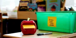 Post-it® Note Dispenser, 3 x 3 in, 1 Dispenser, 1 Pad, 45 Sheets/Pad, Red Apple Dispenser, Sticky Notes Holder for Desk, Classroom or Office Supplies