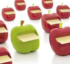 Post-it® Note Dispenser, 3 x 3 in, 1 Dispenser, 1 Pad, 45 Sheets/Pad, Red Apple Dispenser, Sticky Notes Holder for Desk, Classroom or Office Supplies