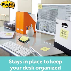 Post-it® Note Dispenser, 3 x 3 in, 1 Dispenser, 1 Pad, 45 Sheets/Pad, Black Base Clear Top, Sticky Notes Holder for Desk, Classroom or Office Supplies