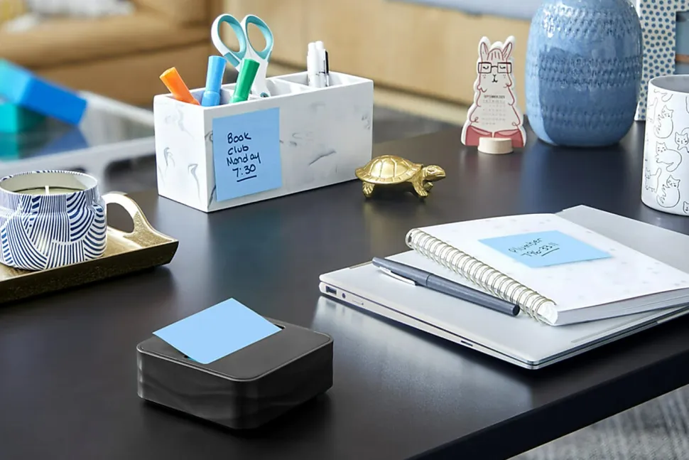 Post-it® Note Dispenser, 3 x 3 in, 1 Dispenser, 3 Pad, 90 Sheets/Pad, Black Wave Dispenser, Sticky Notes Holder for Desk, Classroom or Office Supplies