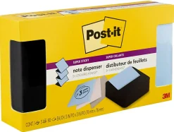 Post-it® Note Dispenser, 3 x 3 in, 1 Dispenser, 3 Pad, 90 Sheets/Pad, Black Wave Dispenser, Sticky Notes Holder for Desk, Classroom or Office Supplies