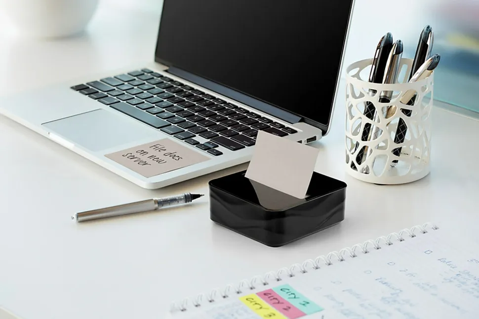 Post-it® Note Dispenser, 3 x 3 in, 1 Dispenser, 3 Pad, 90 Sheets/Pad, Black Wave Dispenser, Sticky Notes Holder for Desk, Classroom or Office Supplies