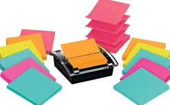 Post-it® Note Dispenser, 3 x 3 in, 12 Sticky Note Pads, 90 Sheets/pad, Sticky Note Holder, Black Base, Clear Top, Classroom or Office Supplies