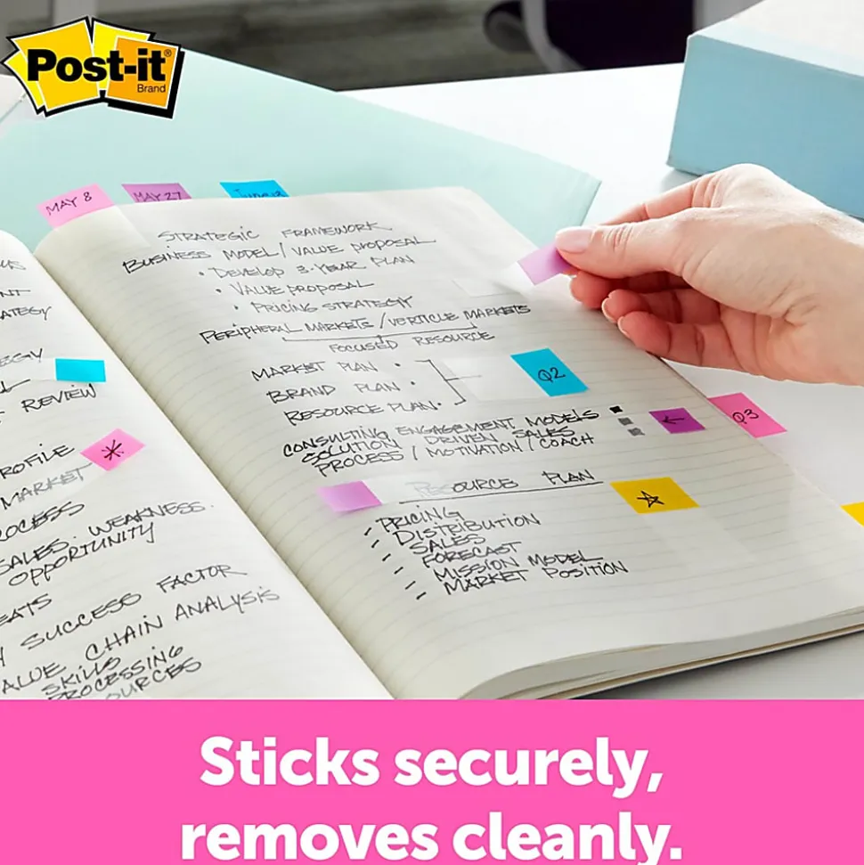 Post-it® Notes Arrow Flags, 1/2", Assorted Primary Colors, 24 Flags Per Pad, Pack Of 4 Pads